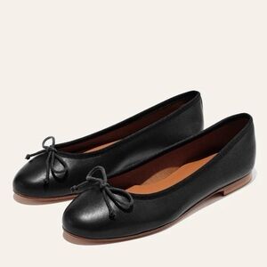 Margaux Black Leather Ballet Flats